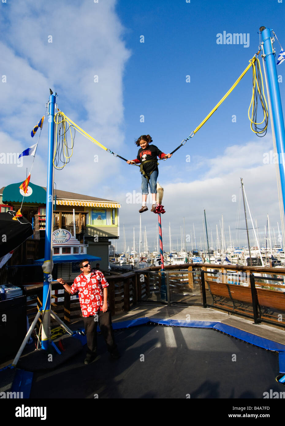 California San Francisco Trampoline entertainment at Pier 39 Photo 14  casanf76028 Photo Lee Foster 2008 Stock Photo - Alamy