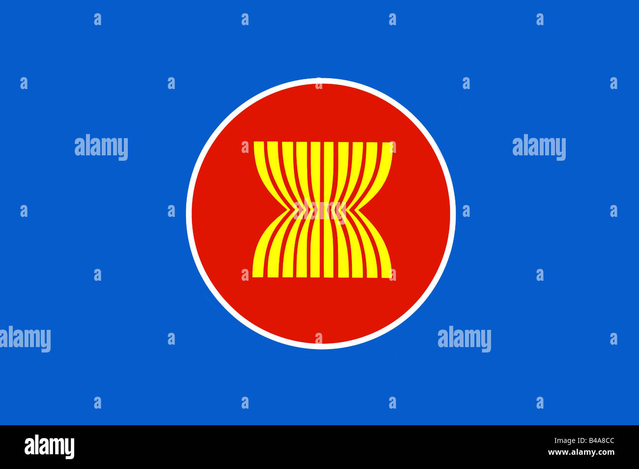 heraldry, flags, ASEAN, (Association of Southeast Asian Nations), flag, international organization, formed: 8.8.1967, members: Brunei, Cambodia, Indonesia, Laos, Malaysia, Myanmar, Philippines, Singapore, Thailand, Vietnam, Additional-Rights-Clearance-Info-Not-Available Stock Photo