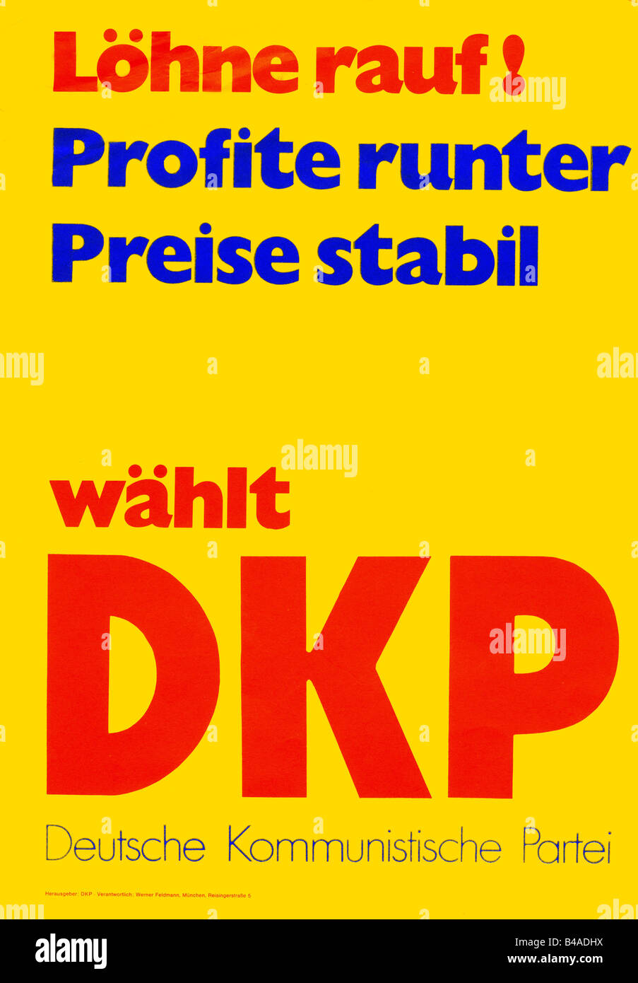 geography / travel, Germany, politics, parties, German Party (Deutsche Kommunistische Partei, DKP), poster, parliamentary elections, Bavaria, 1970 Stock Photo - Alamy