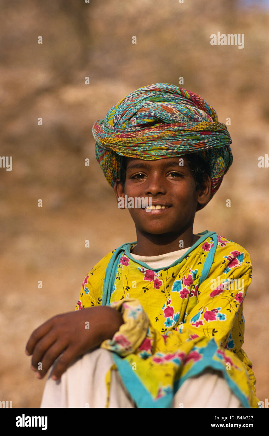 India, Jaipur, Boy In Rajasthani Costume Stock Photo Alamy
