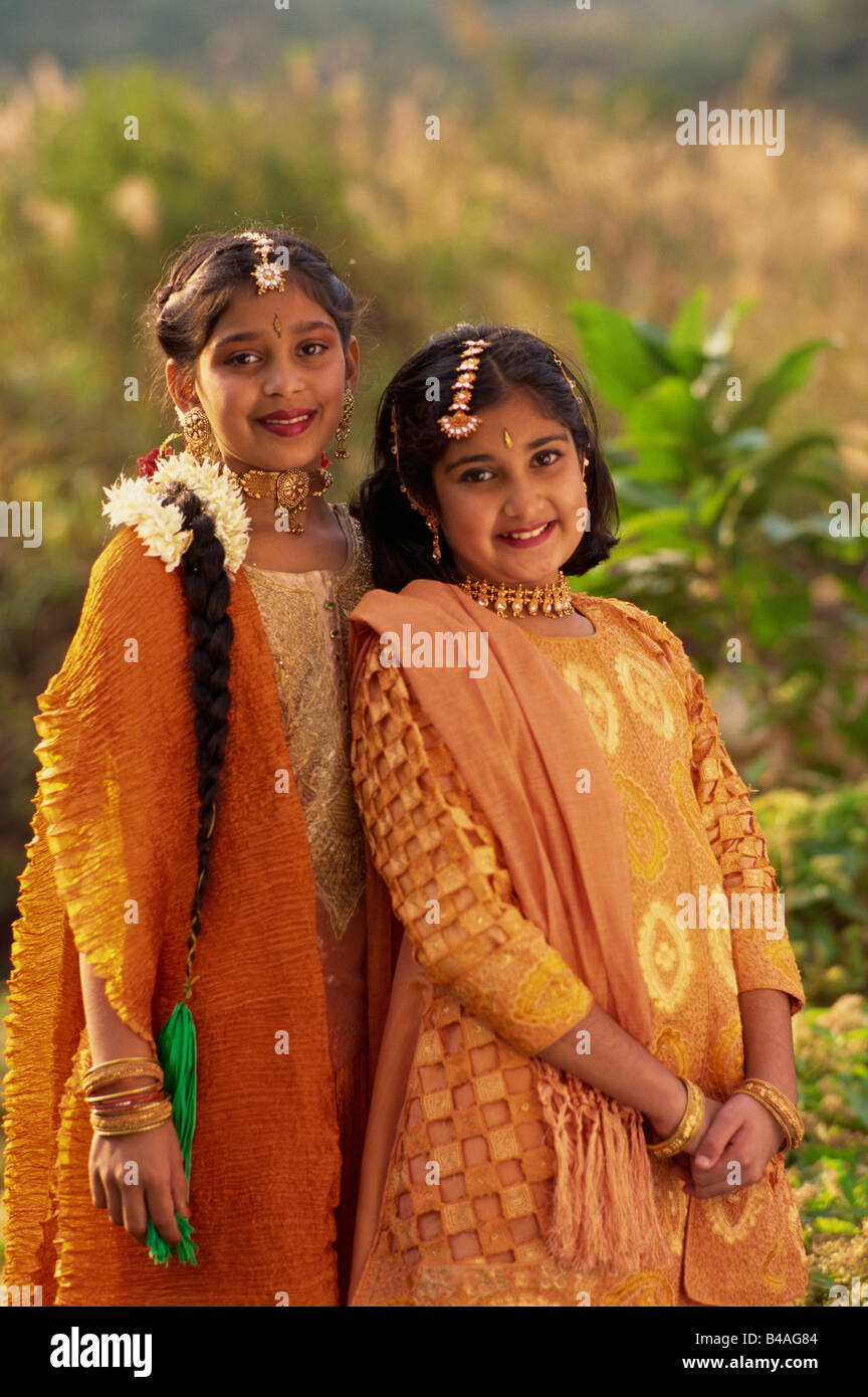 India, Young Indian Girls Stock Photo