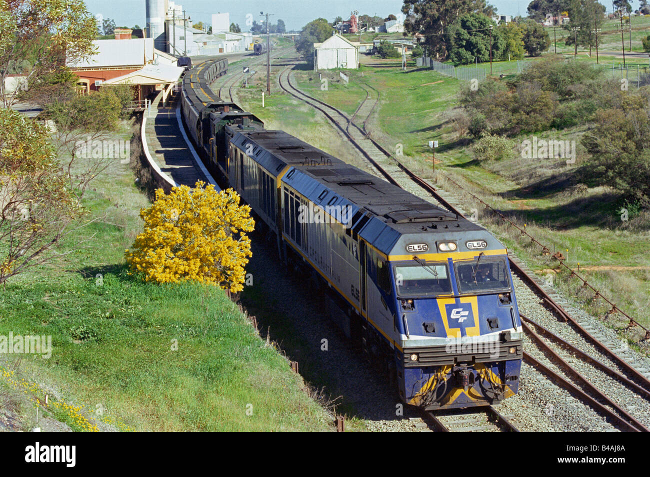 Narrandera, Railway Station, Train Stock Photo