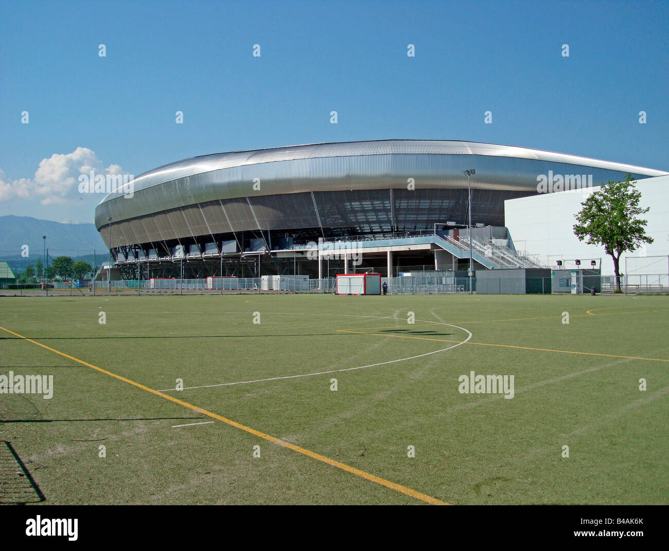 geography / travel, Austria, Klagenfurt, buildings, Hypo-Arena (Wörtherseestadion), built: 1960, exterior view, Additional-Rights-Clearance-Info-Not-Available Stock Photo
