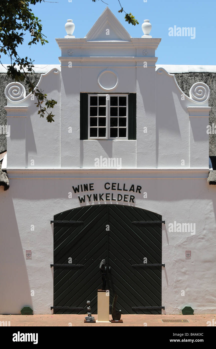 wine, entrance of wine cellar, wine-growing estate 'Neetlingshof', wine route near Stellenbosch, South Africa, Additional-Rights-Clearance-Info-Not-Available Stock Photo