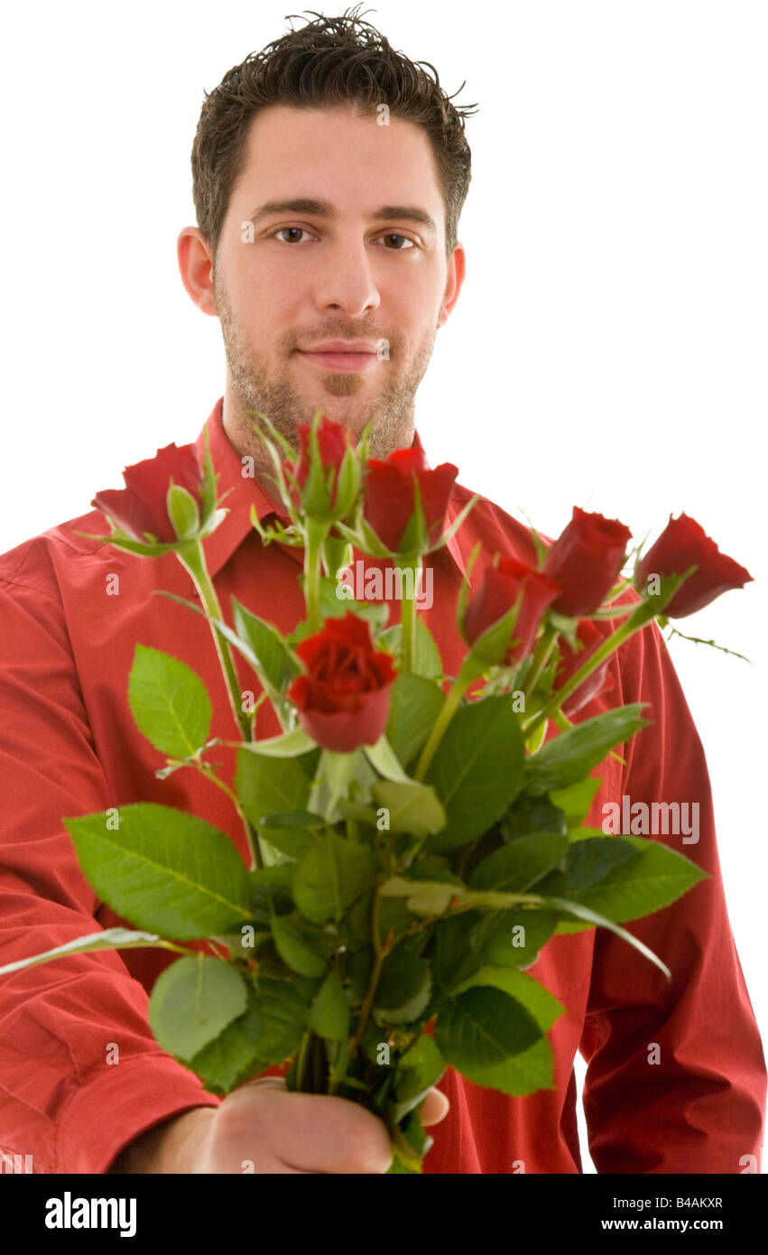 man with flower Stock Photo Alamy