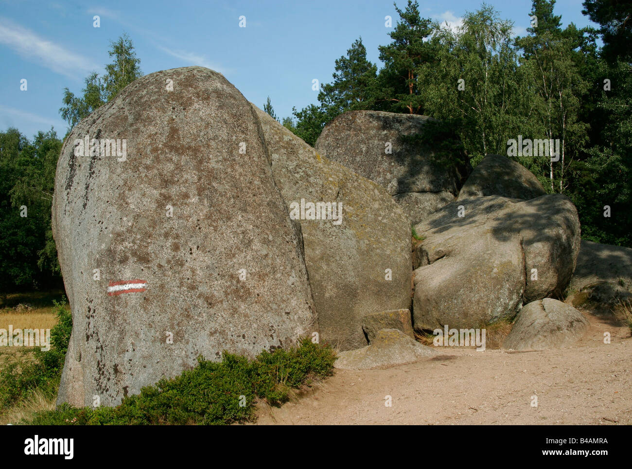 geography / travel, Austria, Waldviertel, landscapes, Blockheide, pyramid stone, Additional-Rights-Clearance-Info-Not-Available Stock Photo