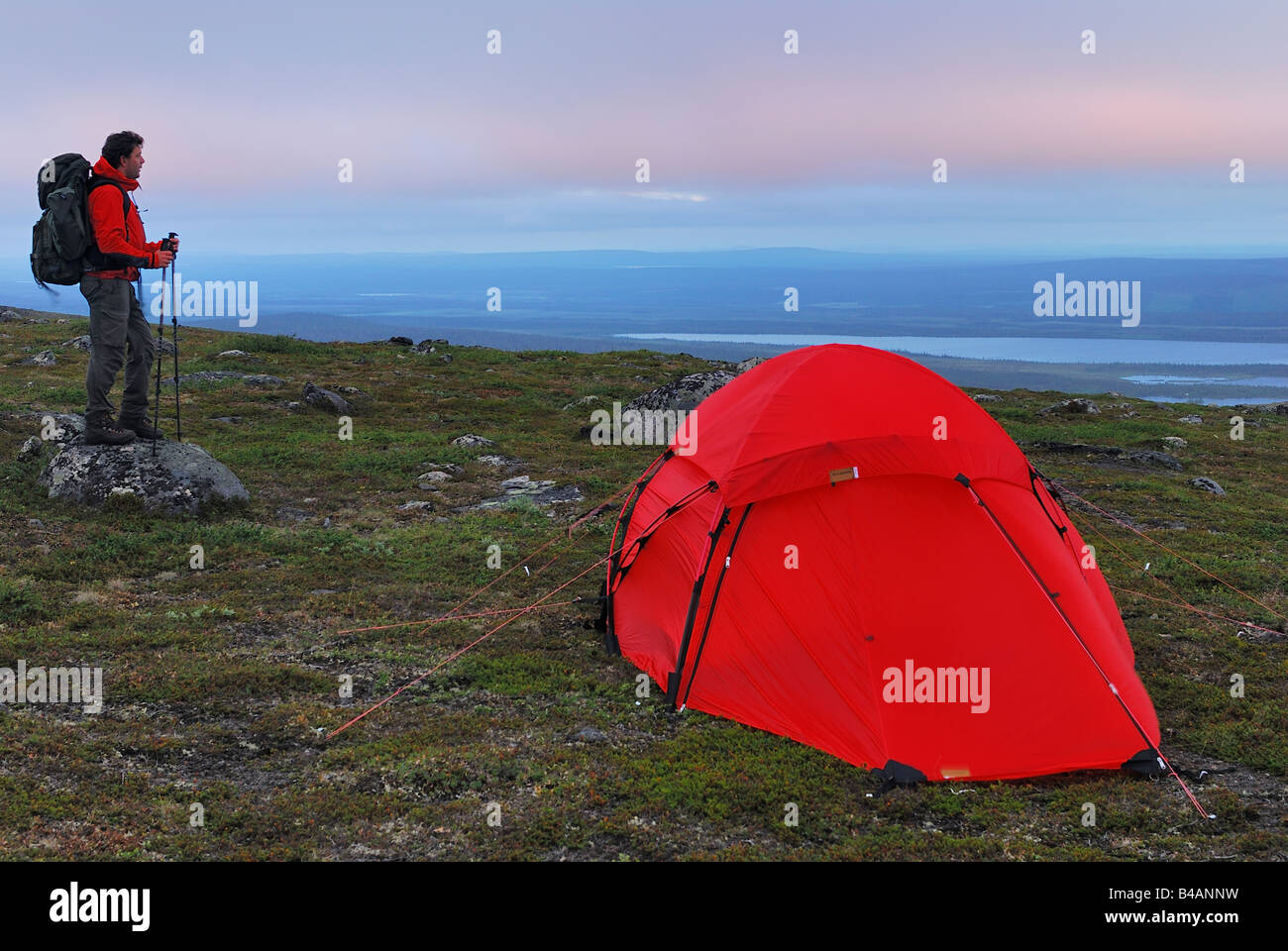 outdoor camp mount dundret stora sjoefallet national park lapland sweden  gaellivare Stock Photo - Alamy