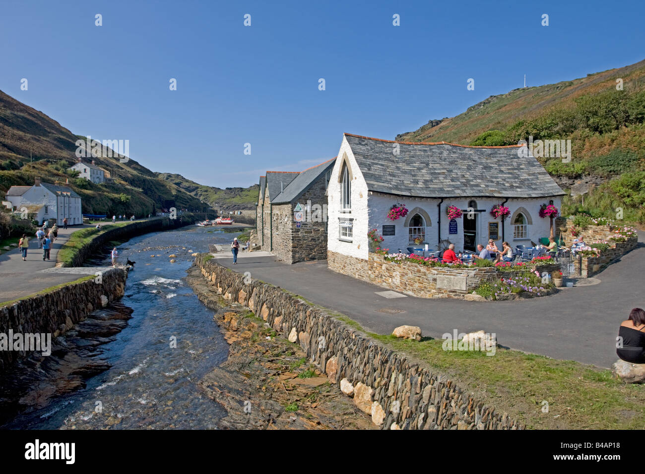 The Harbour Light cafe after reconstruction Boscastle North Cornwall UK Stock Photo