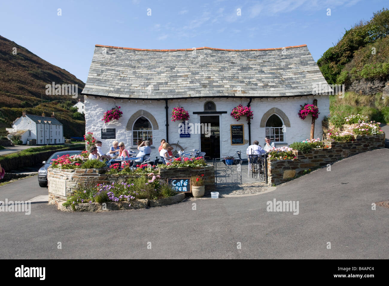 The Harbour Light cafe after reconstruction Boscastle North Cornwall UK Stock Photo