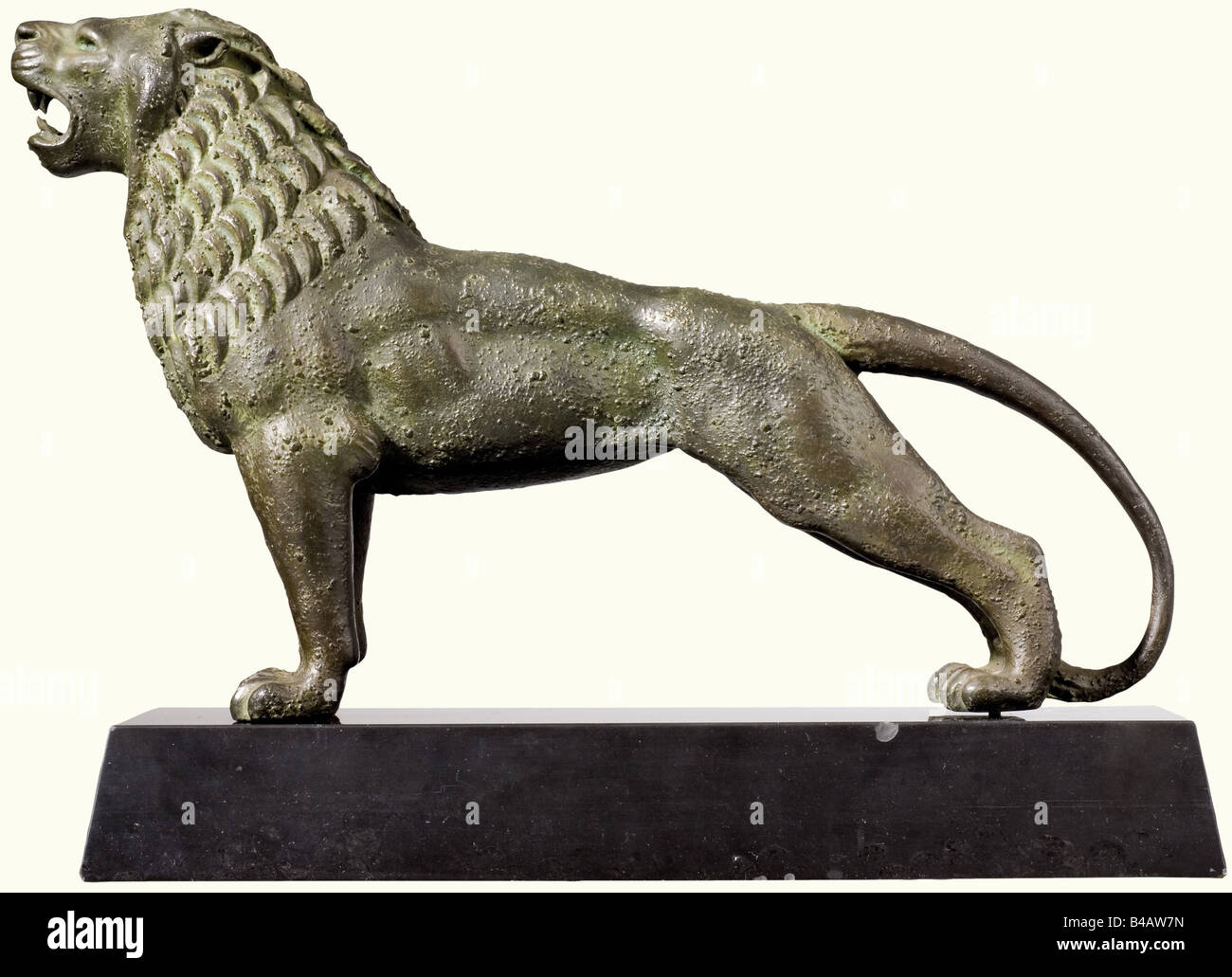 Jacques Benoist-Méchin - Barbary lion, by Arno Breker (1900 - 1991)., Breker created this figure in 1970. Bronze, the underside of the paws signed 'Arno Breker' and 'Guss Schmau'. Height 23 cm, length 34 cm. On black marble base. A present from Breker to Benoist-Méchin. The Barbary lion can be found on a sketch of the 'Monument for the Liberation of Africa', on which Breker began to work in 1970 at the request of King Hassan II of Morocco. It was to be errected at the United Nations Square in Casablanca. Breker received the commission for this project through t, Stock Photo
