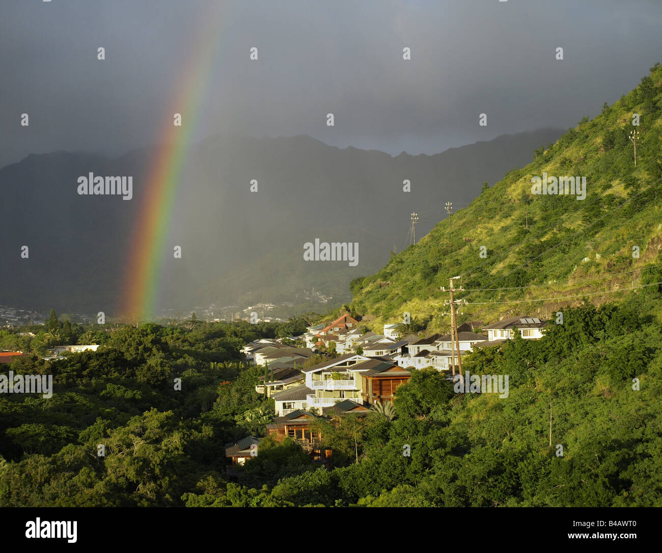 Rainbow in Manoa Valley Stock Photo