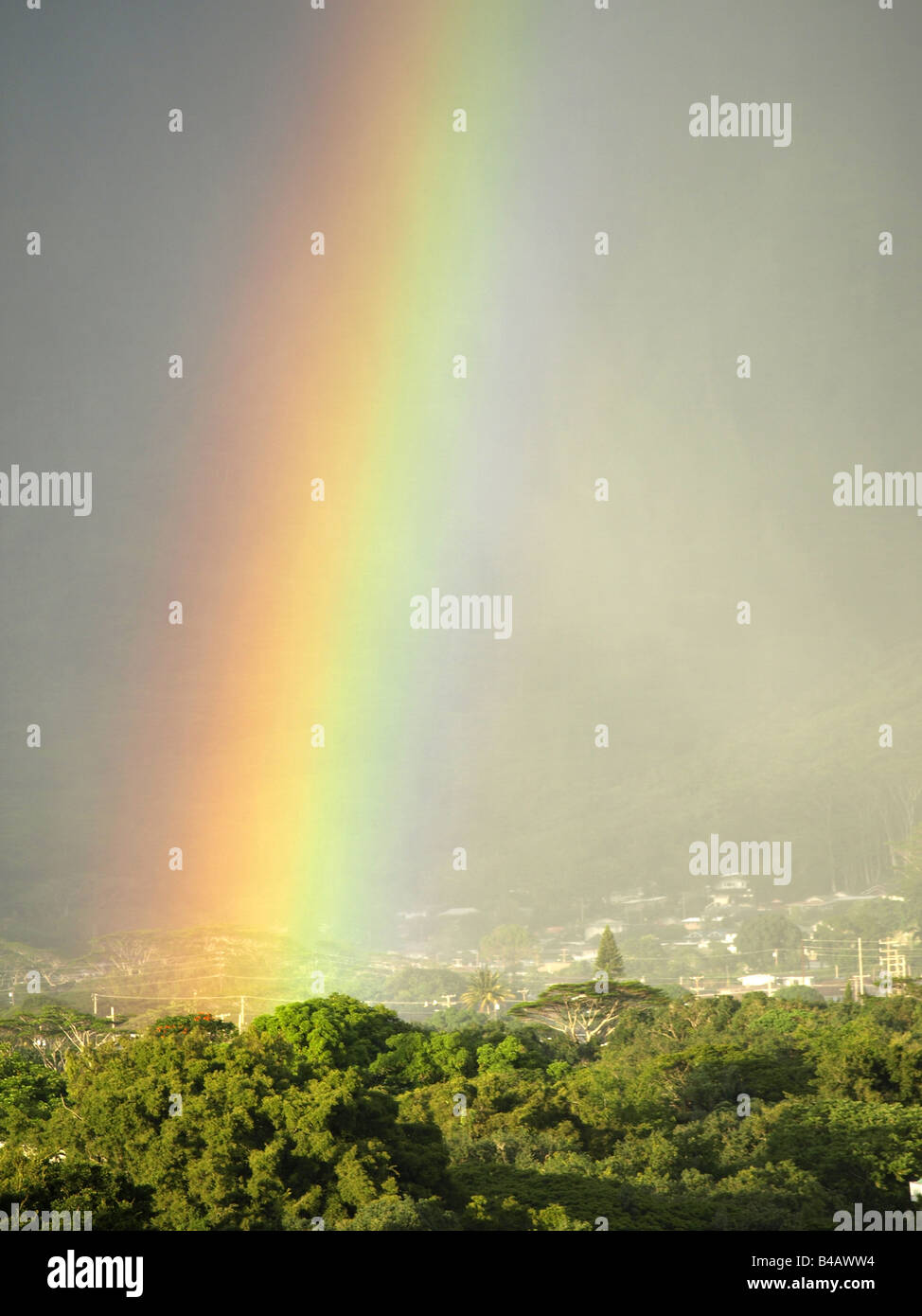 Rainbow, Manoa, Hawaii Stock Photo