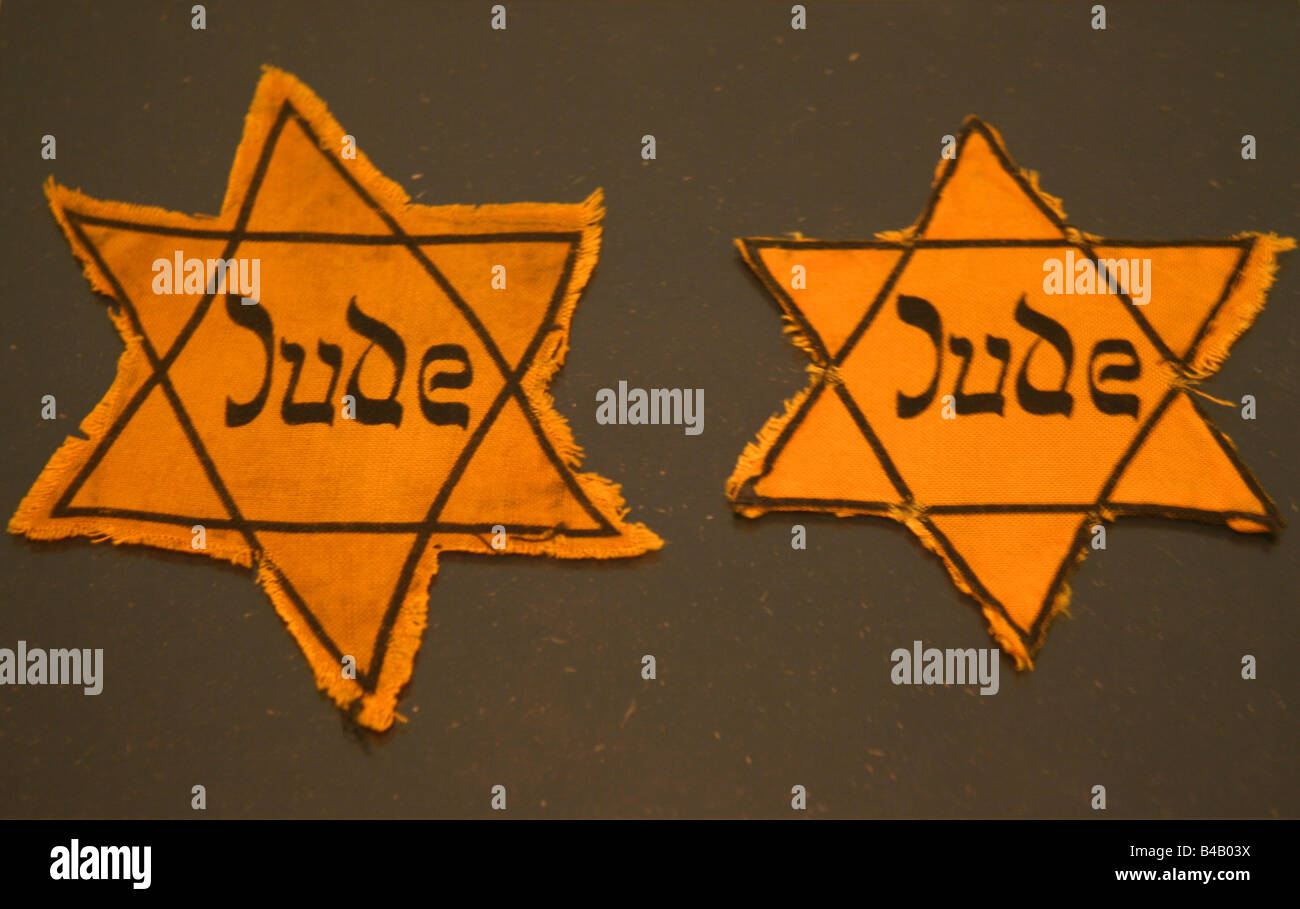 Two Jews Stars - Symbol for the persecution of jews in the third reich Stock Photo