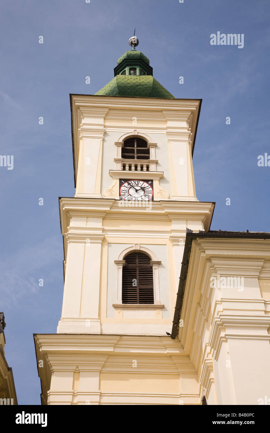 Sibiu Transylvania Romania Europe Roman Catholic church clock tower in