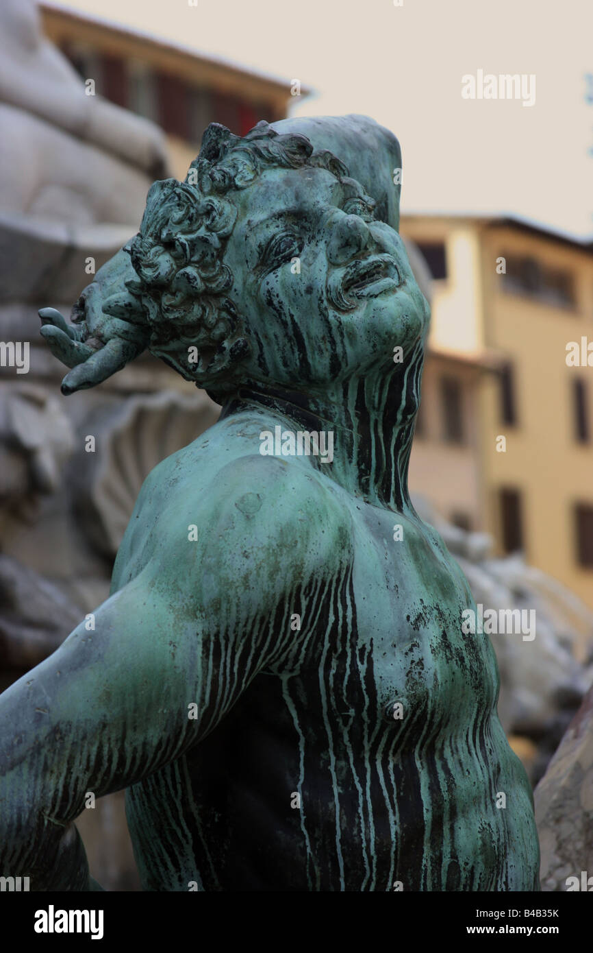 Detail of the Fountain of Neptune, Florence, Italy Stock Photo