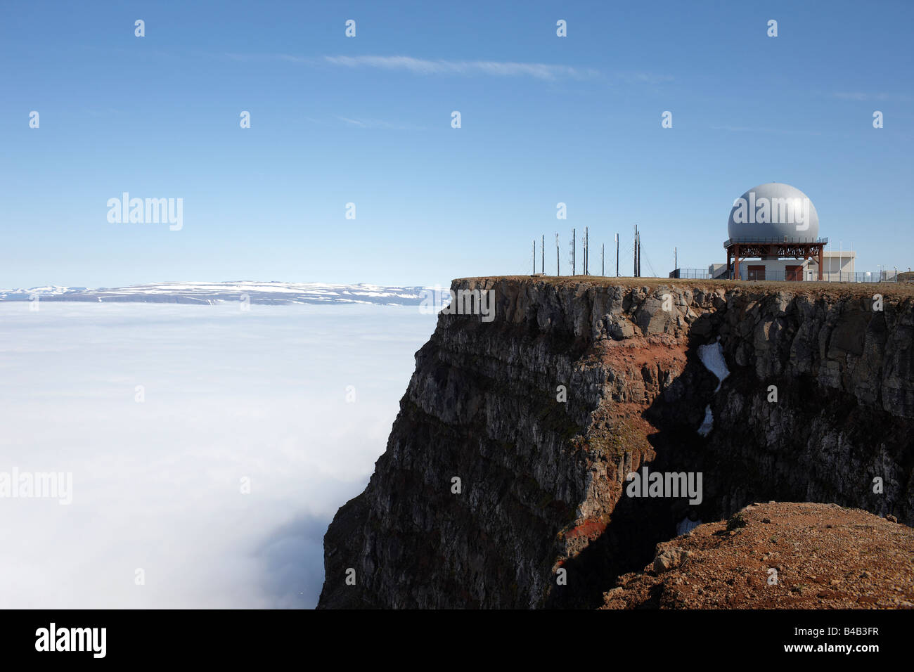 Radar tracking station on a top of the mountain Bolafjall west of Iceland NATO Stock Photo