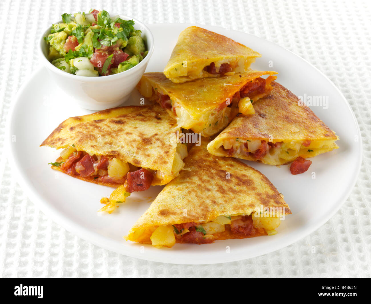 Chorizo and potato quesadillas editorial food Stock Photo Alamy