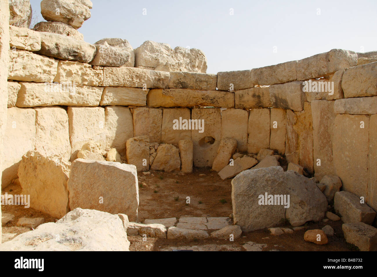 Hagar Qim, Prehistoric Temple, Oracular room, Malta. Stock Photo