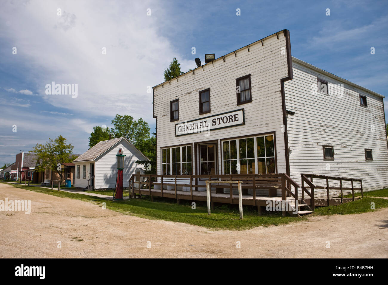 General Store along a village street, Mennonite Heritage Village, Steinbach, Manitoba, Canada. Stock Photo
