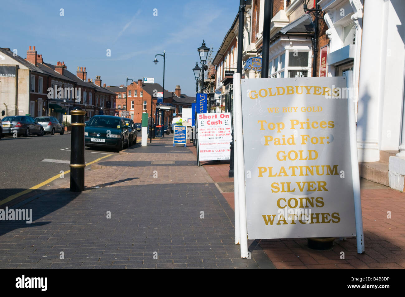 Jewellery Bought and Sold Signs, Birminghams Jewellery Quarter Stock Photo