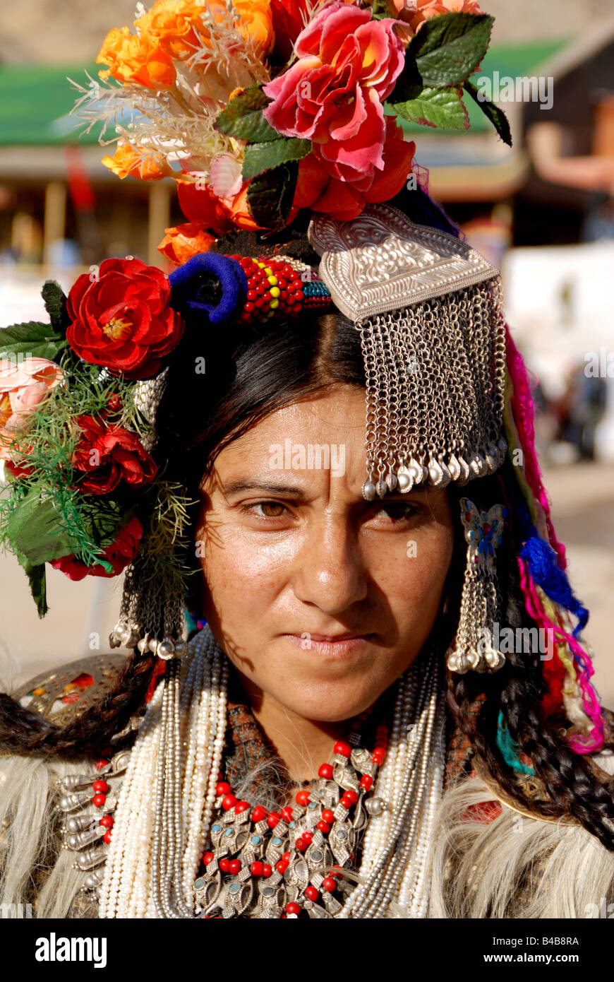 Ladakhi woman have Ladakhi Traditional Dress in Ladakh festival.Ladakh