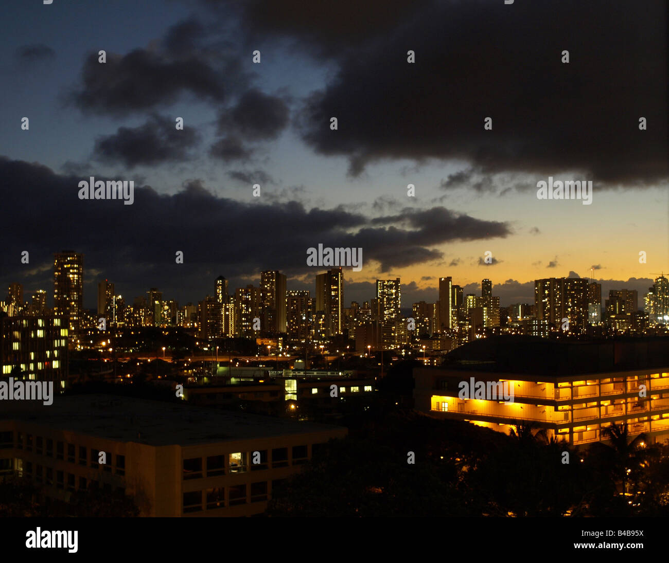Waikiki skyline, from the University of Hawaii campus Stock Photo Alamy