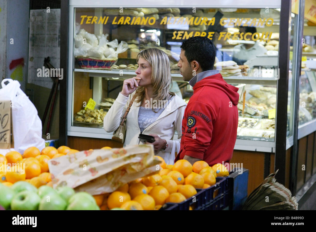 Fruit and veg stall in market hall Testaccio Rome Italy Stock Photo Alamy