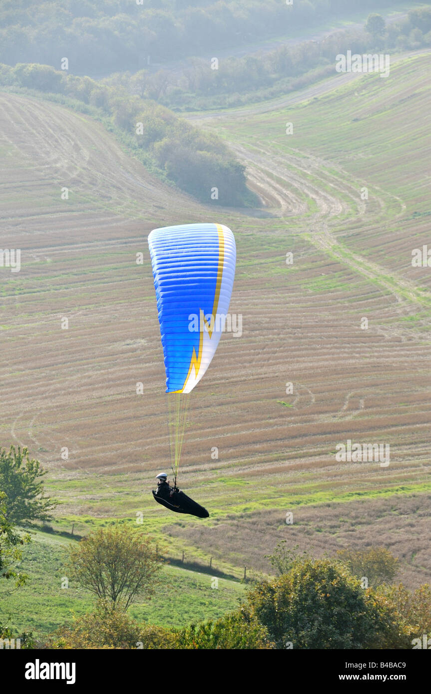Hang glider Dunstable Downs England Stock Photo Alamy