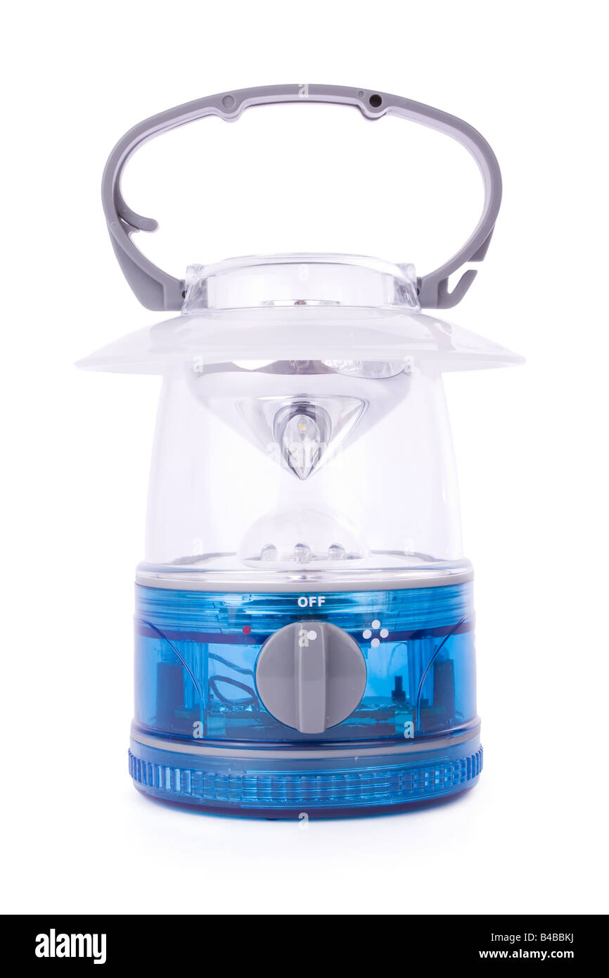 Modern camping lantern isolated on white background Stock Photo - Alamy