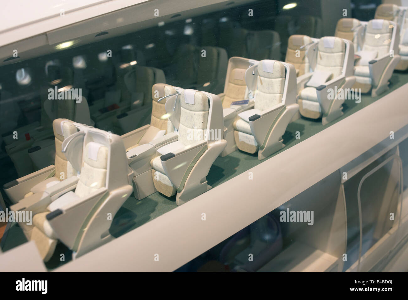 Scaled seating of an A380 airliner is displayed at the Airbus/EADS stand during the Paris Air Show exhibition at Le Bourget Stock Photo