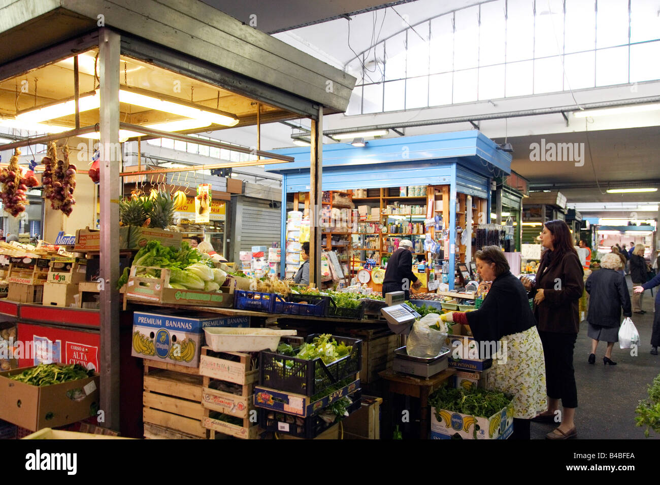 Fruit and veg stall in market hall Testaccio Rome Italy Stock Photo Alamy