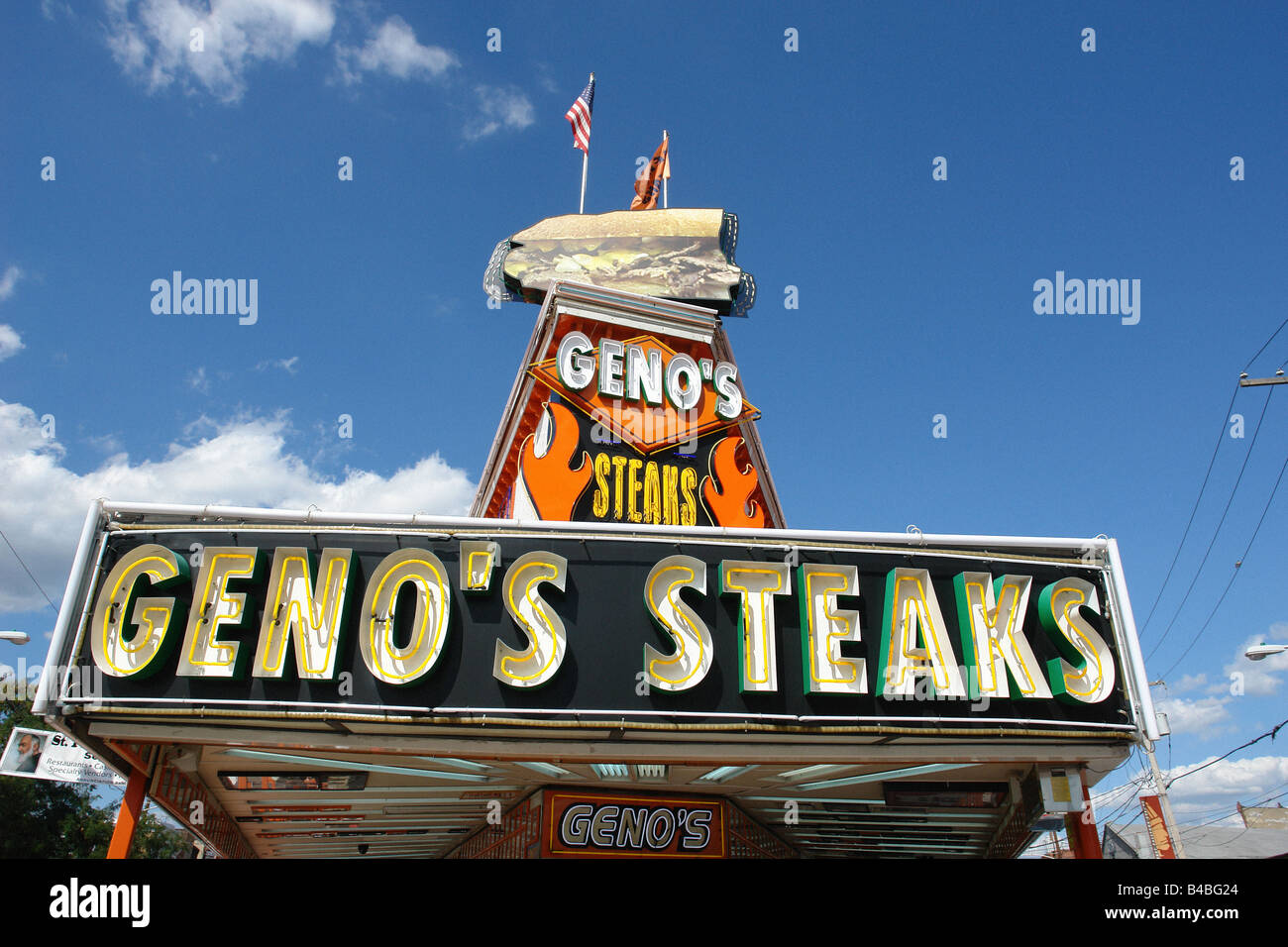 Urban Scene of Landmark Philadelphia Cheesesteak Vendor Geno's Stock ...
