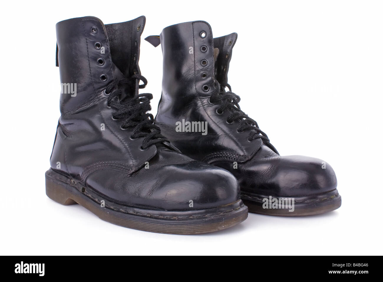 black leather work boots