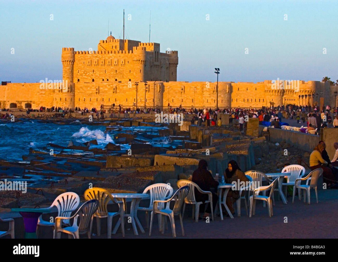 Qaitby Castle along the harbour in Alexandria Egypt Stock Photo - Alamy