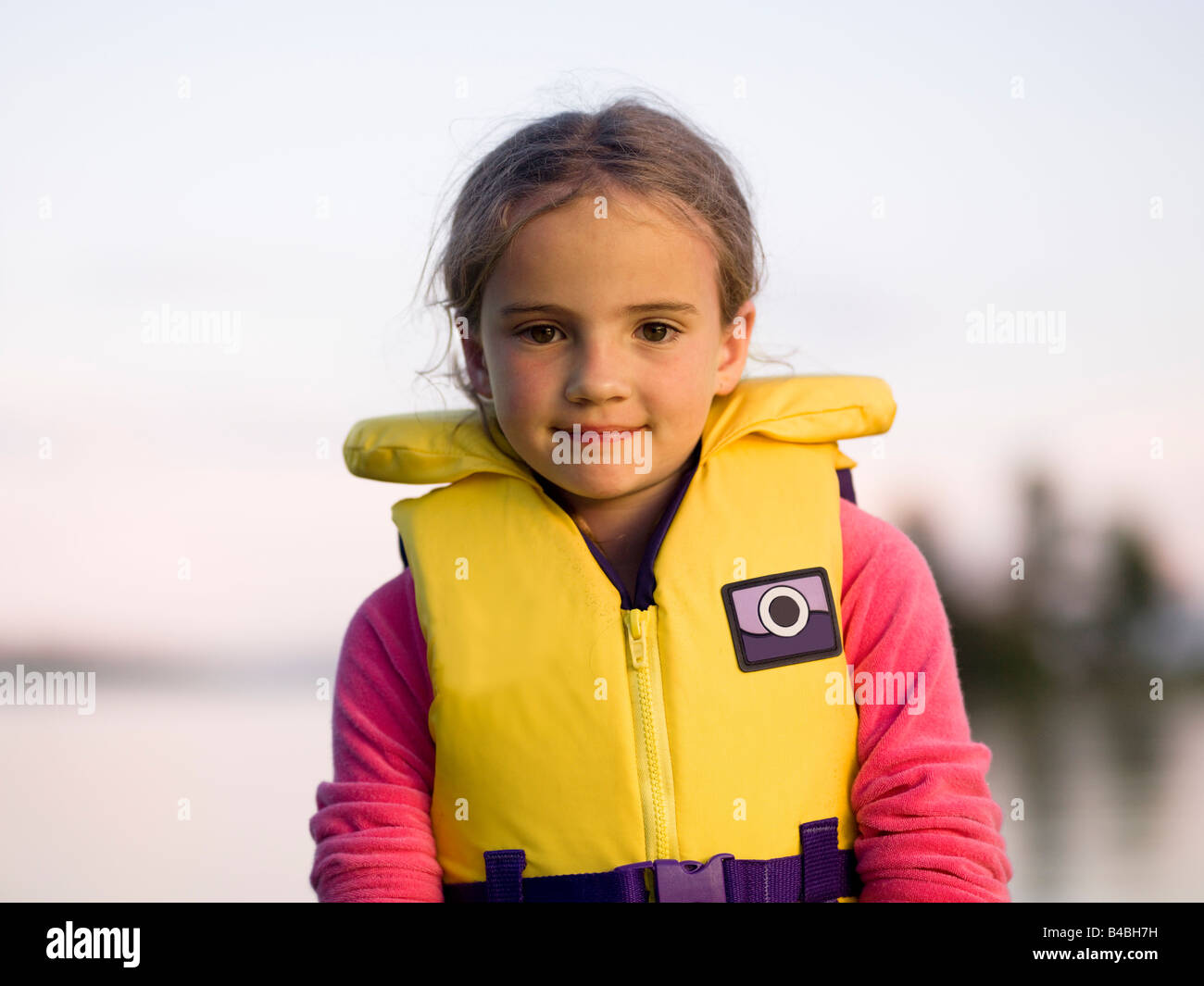 Girl in a personal floatation device Stock Photo