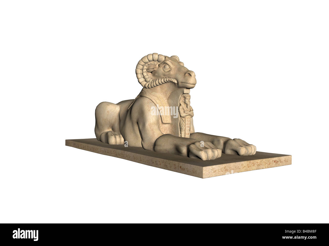 3D illustration of a Ram Headed Sphinx Stock Photo