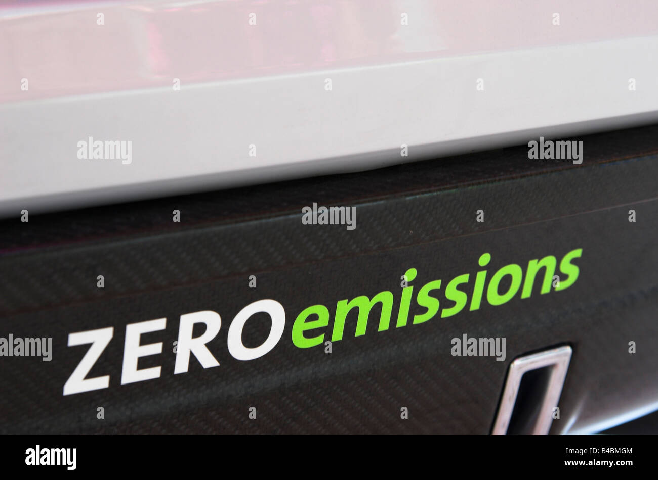 Zero emissions label on a hydrogen fuel cell vehicle Stock Photo Alamy