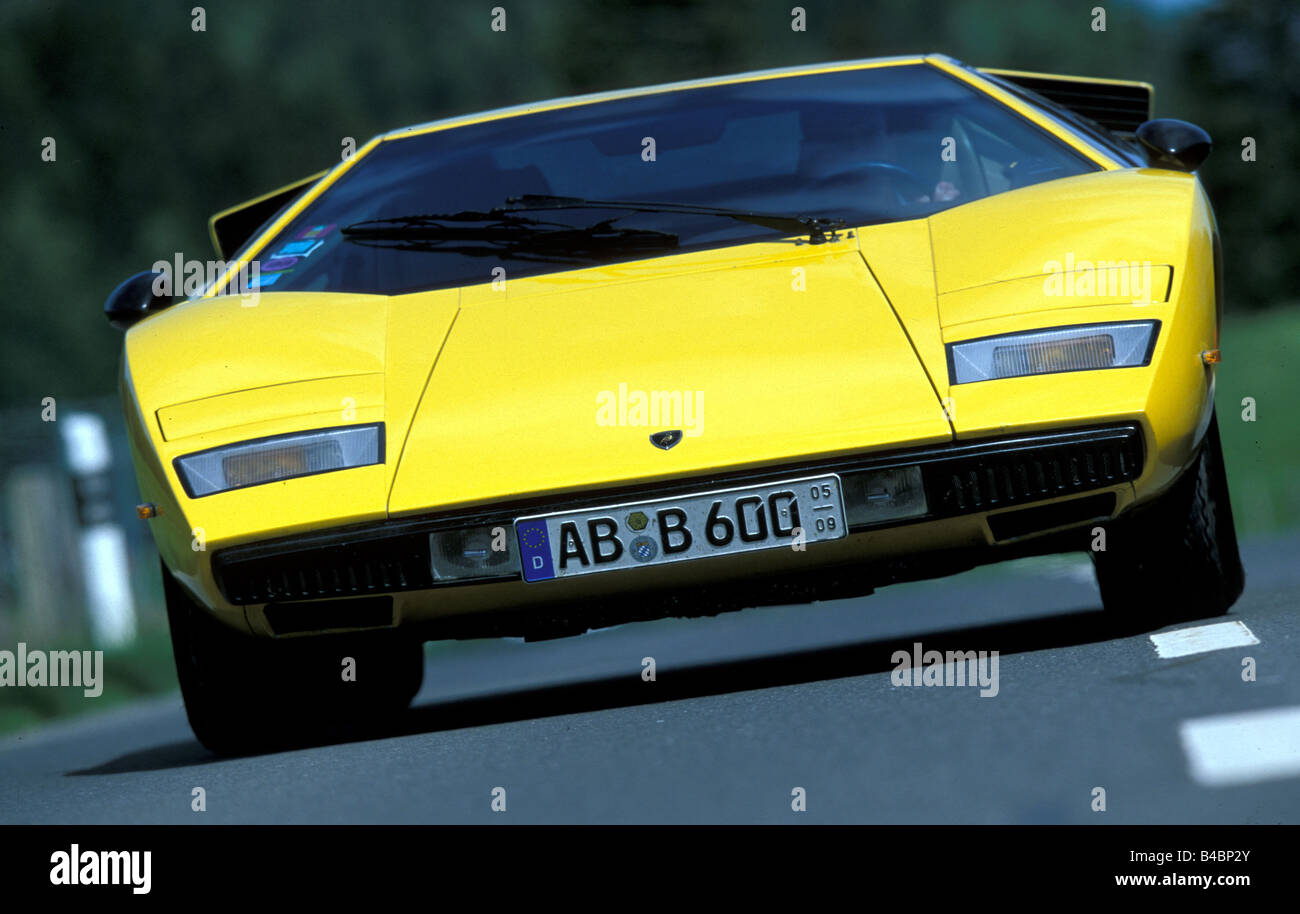 Car, Countach, roadster, model year 1974, yellow, coupe
