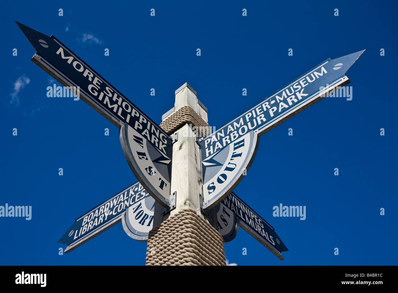 Signs at the Main Dock the boat harbour in the town of Gimli