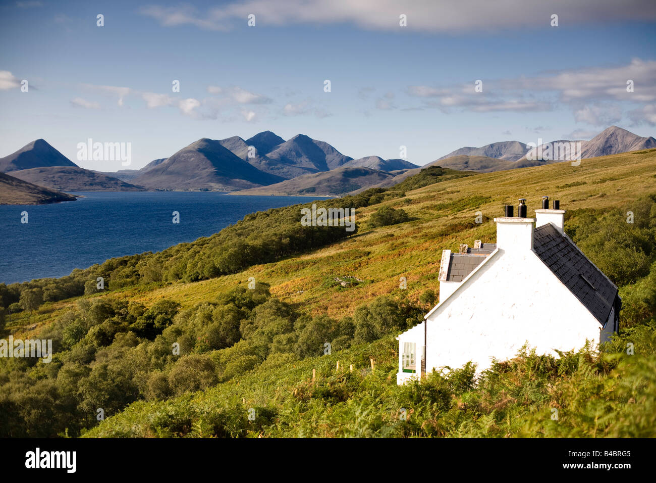 Footpath to Hallaig Isle of Raasay,with beautiful views to the Cuillin mountains on the Isle of Skye Stock Photo
