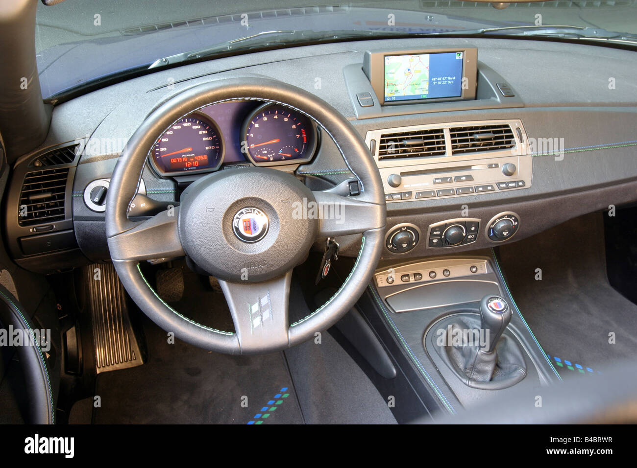 Car, BMW Alpina Roadster S 3.4 / Alpina Z4 3.4S, Convertible, interior view, Interior view, Cockpit, technique/accessory, access Stock Photo