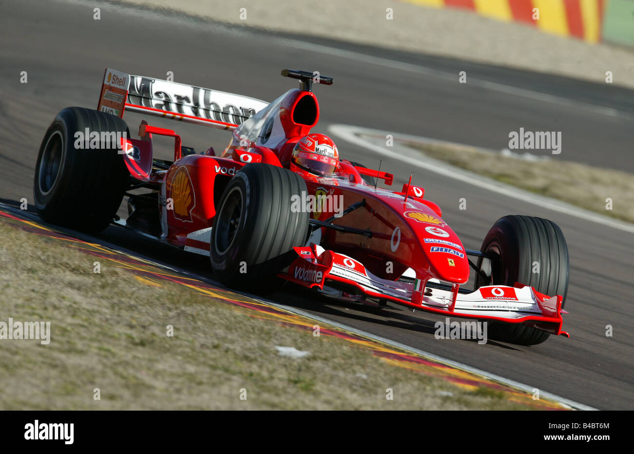 engine sport, Michael Schumacher in Ferrari, Formel 1, Persons, Race driver, racetrack, circuit, race course, driving, diagonal Stock Photo