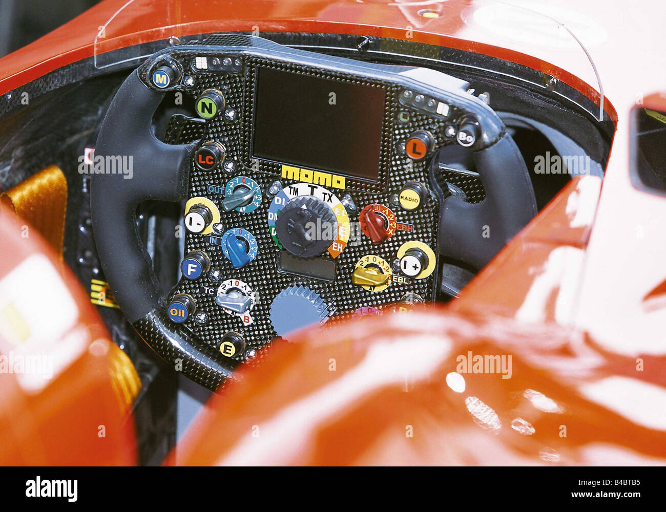 Car, Formel 1 steering wheel Ferrari, F2002, Cockpit, Season 2002, ams 22/2002, Seite 234, technique/accessory, accessories Stock Photo