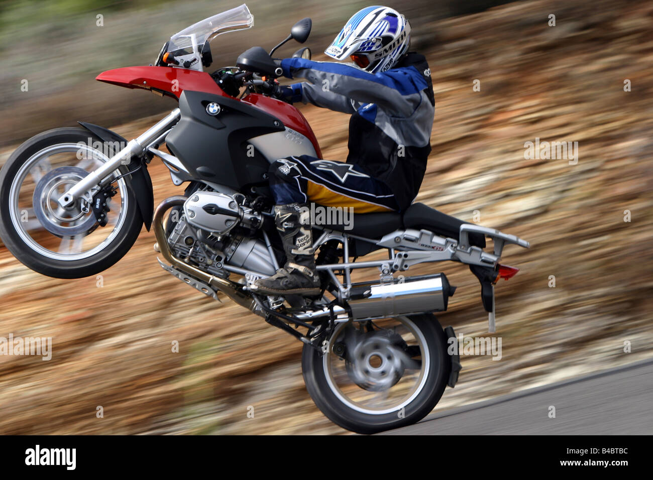 engine cycle, BMW R 1200 GS, model year 2004, enduro, driving, Wheely, side  view, country road, photographer: Rossen Gargolov Stock Photo - Alamy