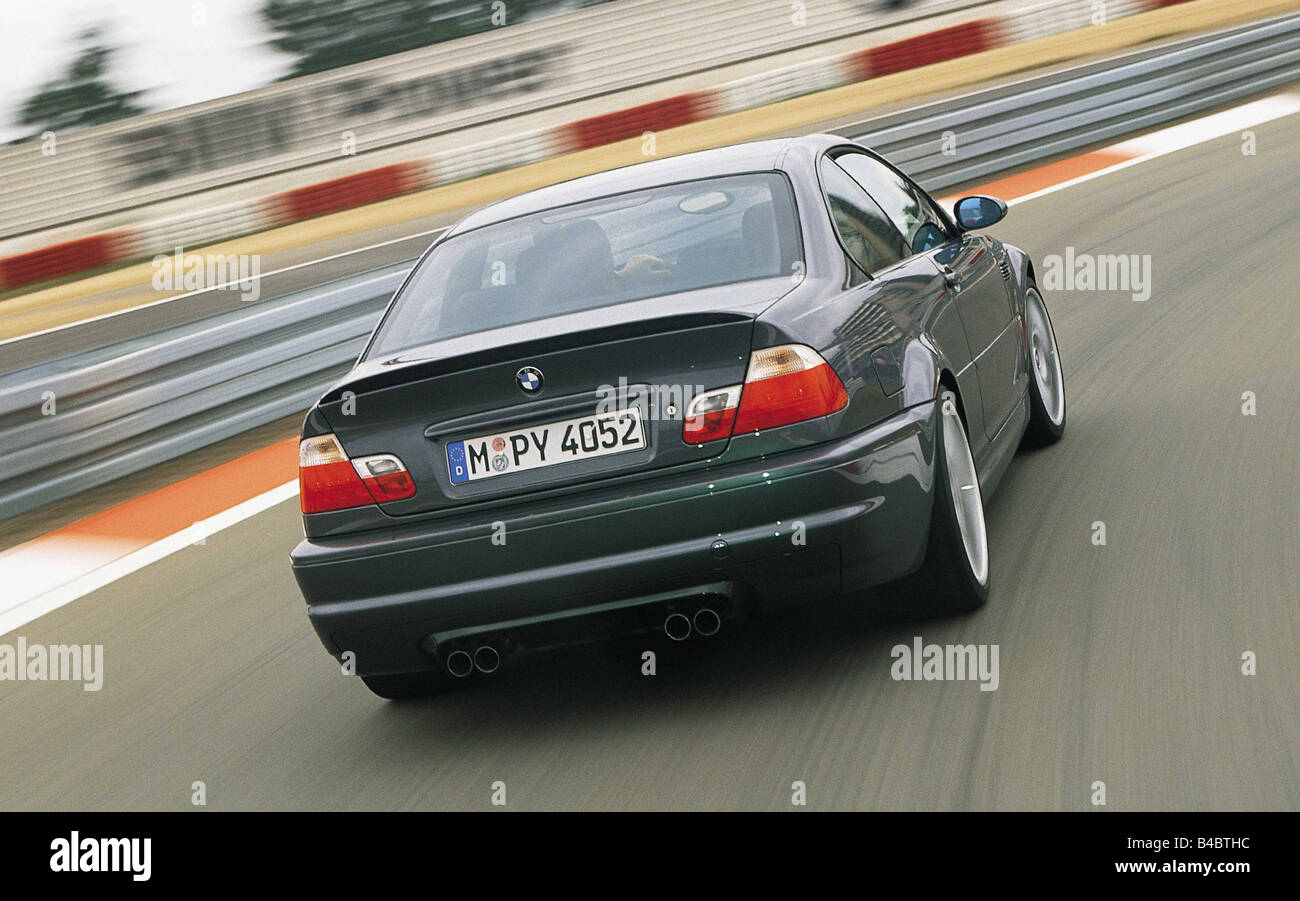 Car, BMW M3 CSL, model year 2002-, roadster, coupe, black, diagonal from the back, ams 15/2002, Seite 020 Stock Photo