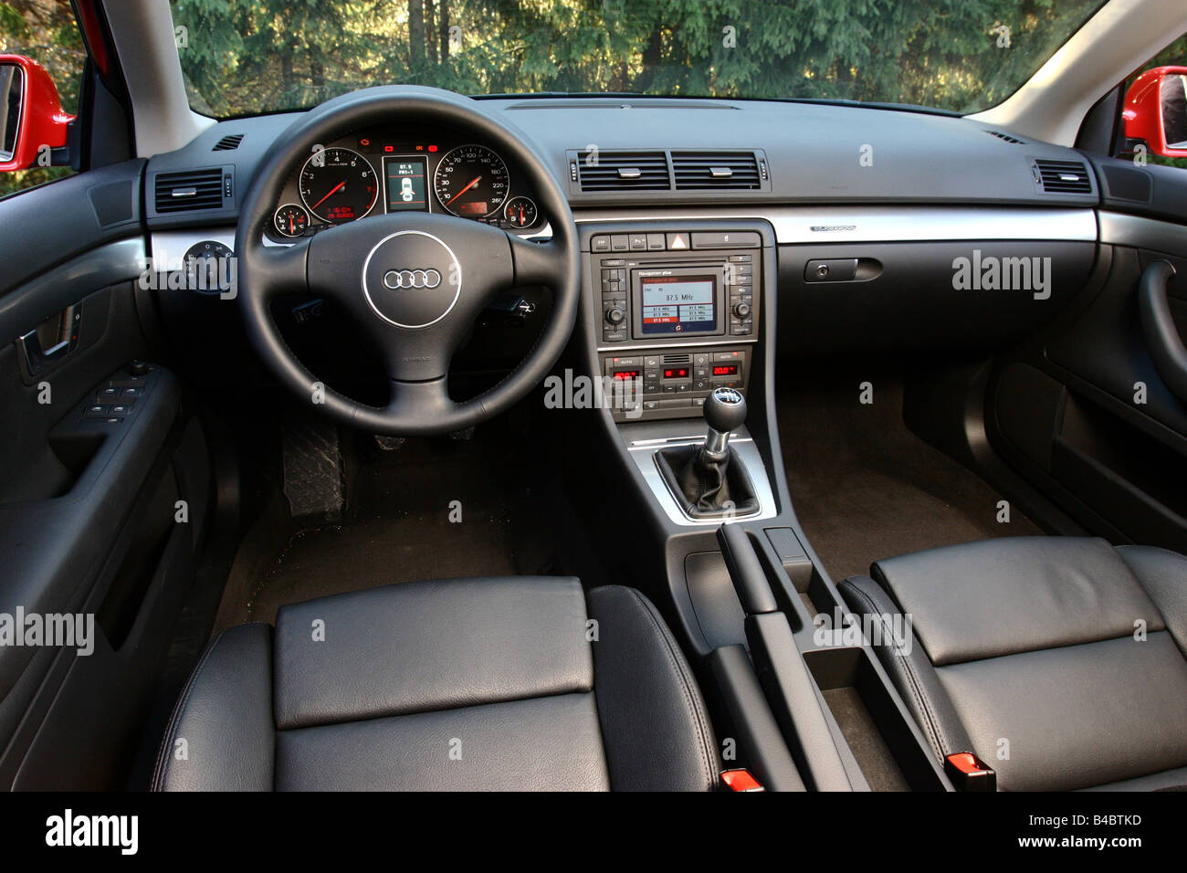 Car, Audi A4 3.0 Quattro, medium class, red, model year 2004-, interior  view, Interior view, Cockpit, technique/accessory, acces Stock Photo - Alamy