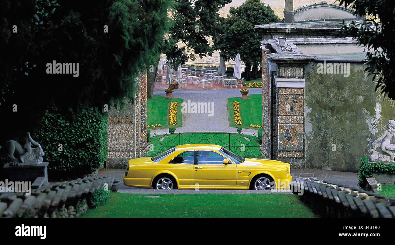 Car, Bentley Continental T, coupe, Luxury approx.s, yellow, model year 2001-, side view, standing, upholding, Park, ams 10/2001, Stock Photo
