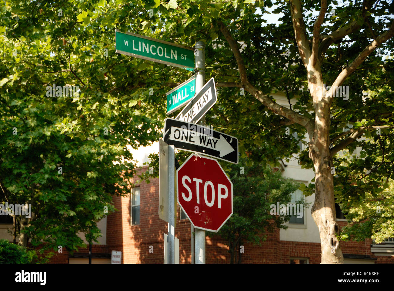 Road signs at goodale park in columbus ohio Stock Photo Alamy