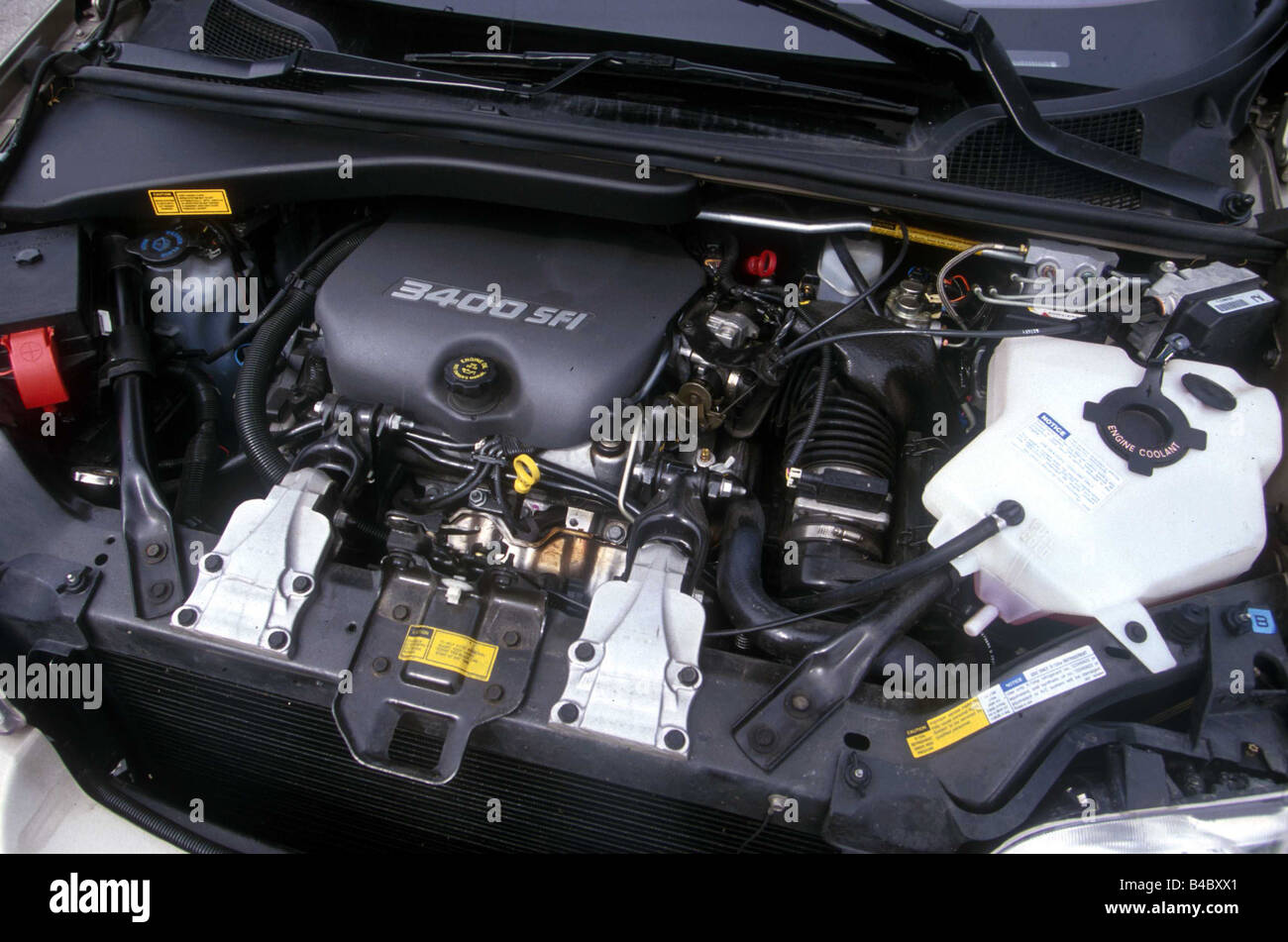 Car, Chevrolet Trans Sport, Van, model year 1996-2002, silver-beige, fawn, view in engine compartment, engine, technique/accesso Stock Photo