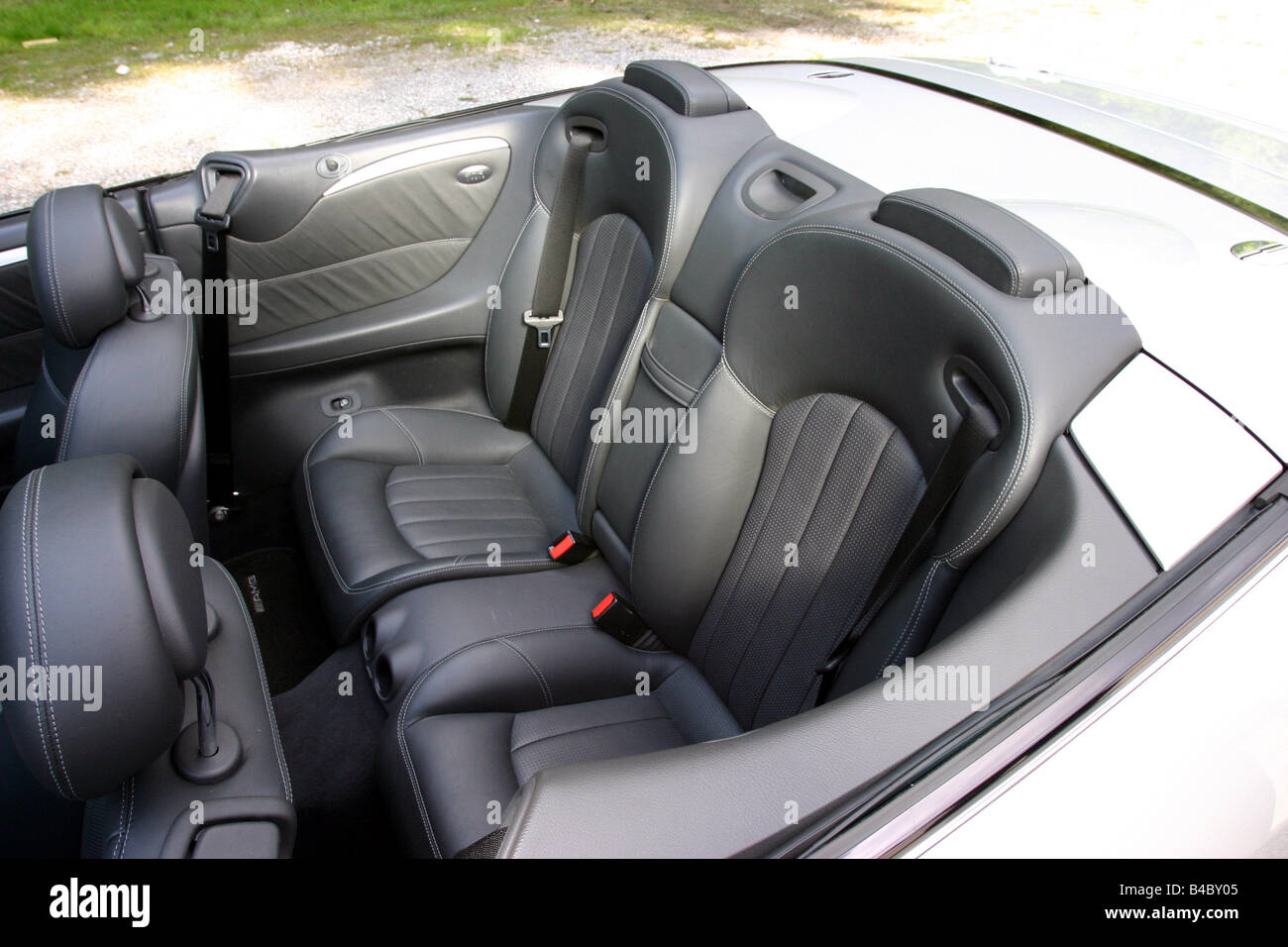 Car Mercedes Clk 55 Amg Convertible Model Year 03 Silver Open Stock Photo Alamy